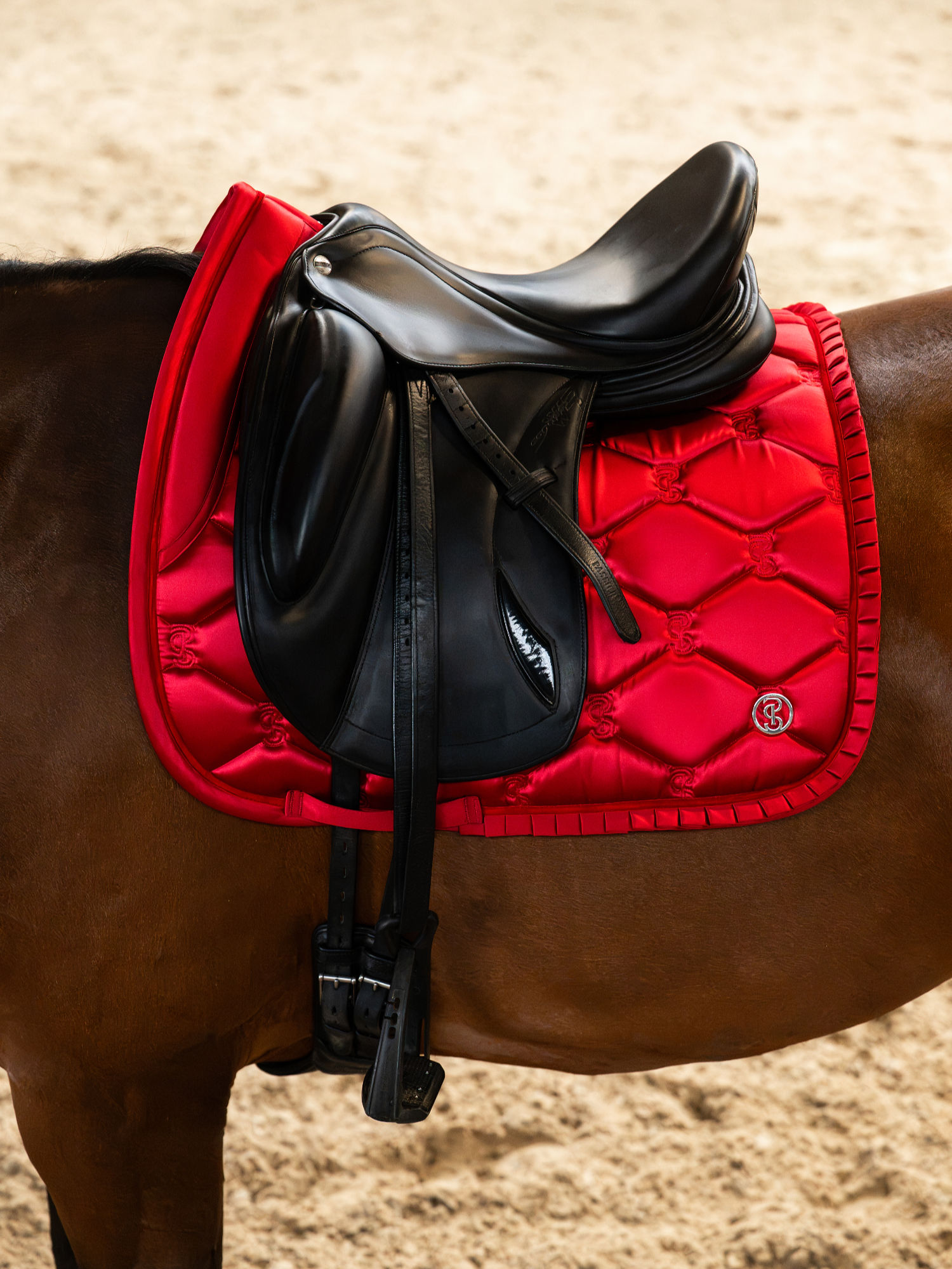 1110-055-SaddlePadDressageRuffle-353-CranberryRed-horse-side.jpg
